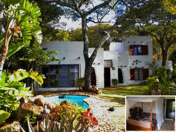 Kwayedza Lodge Aussenansicht und Beispielzimmer